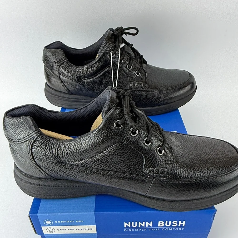 Nunn Bush Cam Oxford Dress Shoes Mens 11 M Black Tumbled Leather Comfort Gel NIB